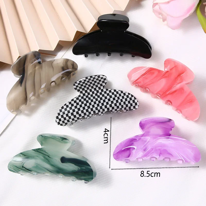 

Acetate Fashion Hair Accessories Ingot Moire Seamless Clip Back Hair Claw Leopard Print Simple Women Plate Ponytail Bath Clip