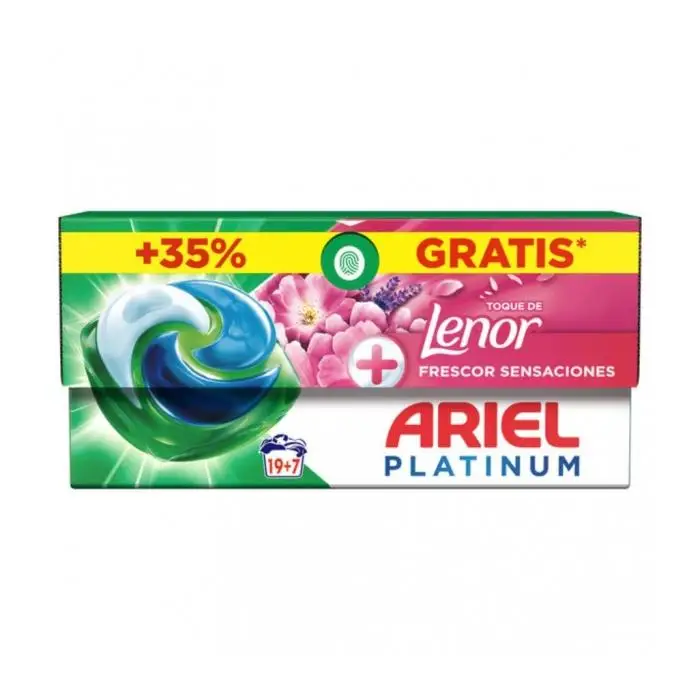 Detergente Líquido Ariel Pods 3 en 1 Frescor Sensaciones, 26 Cápsulas (19+7), Tecnología de Limpieza en Frío, Caja ECOCLIC Reciclable