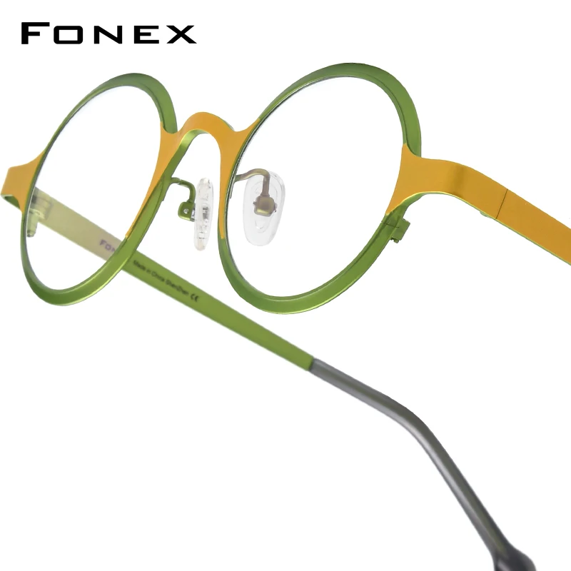 FONEX Titanium Glasses Frame Women 2025 New Fashion Brand Design Round Eyeglasses Men High-end Quality Ultralight Eyewear 85771