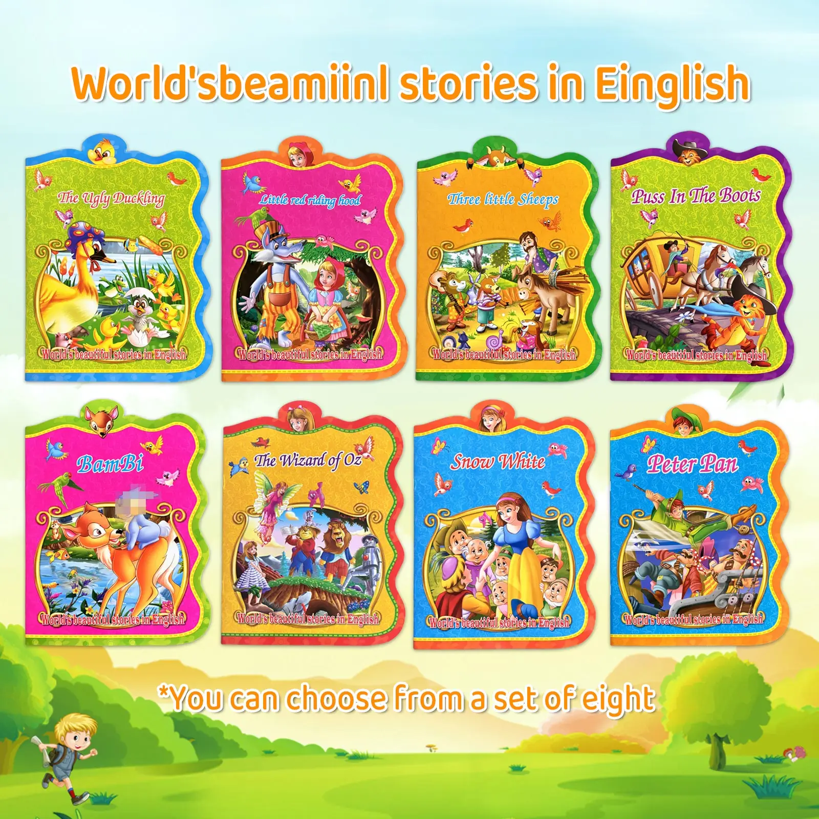 Classic Fables Baby Storybooks Set of 8 Bedtime Edition Beautifully Illustrated Gift for Kids English Version