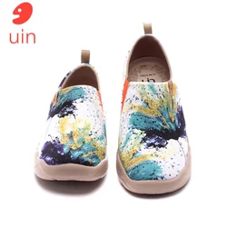 UIN Women's Lightweight Slip Ons Sneakers Walking Flats Casual Flower Art Painted Travel Shoes Oopsie Daisy