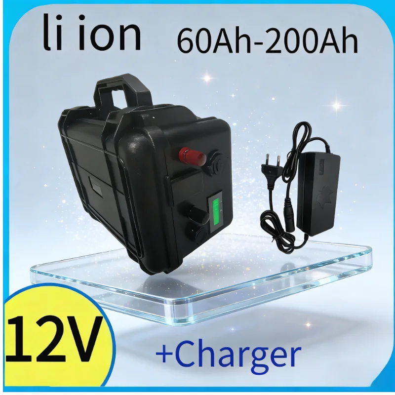 IPX-Rated Waterproof 12V Lithium Battery | 60-200Ah High Capacity with 10A Smart Charger | Perfect for Marine Trolling Motor & B