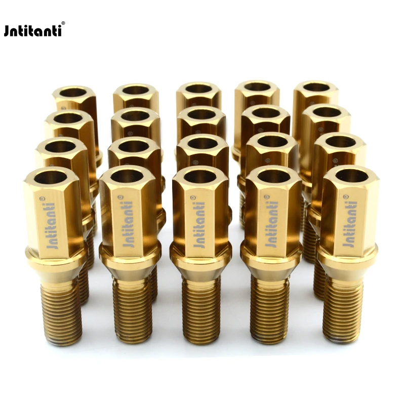 Jntitanti Extended 17mm Hex Hollow Head Cone Seat Gr.5 Titanium Wheel Bolt M12x1.5 for BMW MINI LUTOS Car Wheels