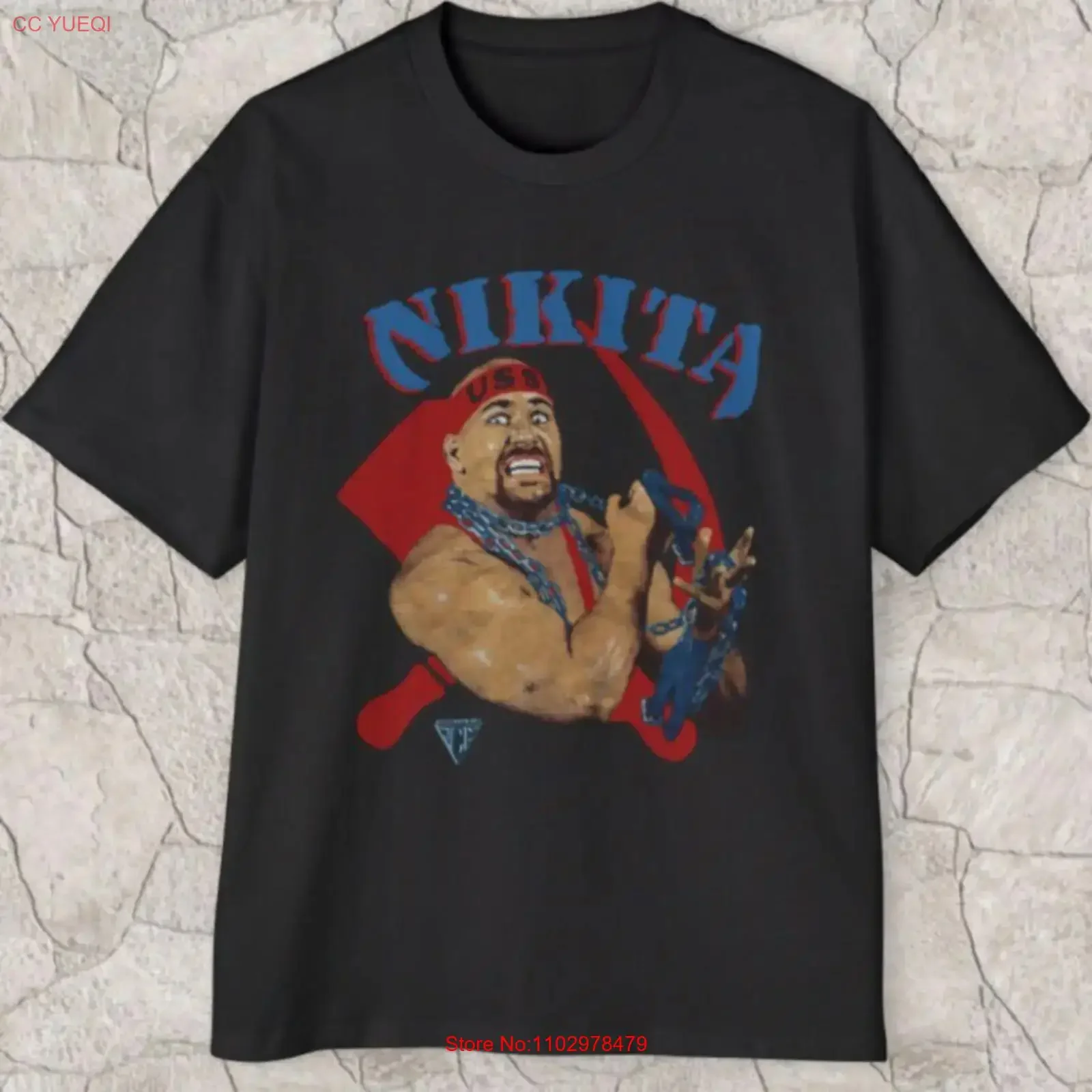 Camiseta retrô dos anos 80 Nikita Koloff Wrestler WWF S 5XL vintage lavada com estampa gráfica, roupas de designer, streetwear, versátil e estilosa.