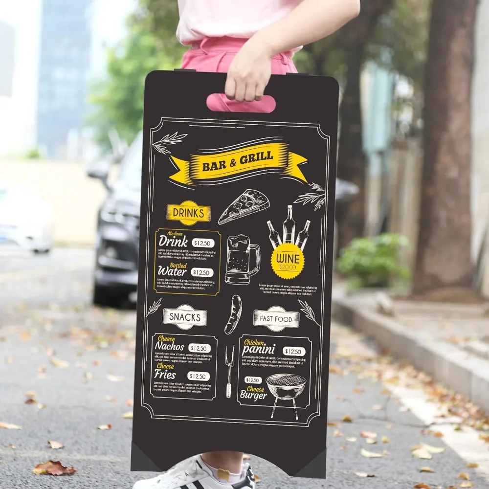 Large 15x30 Inch Double-Sided A-Frame Chalkboard Sign, Foldable for Outdoor and Indoor Use in Weddings, Restaurants