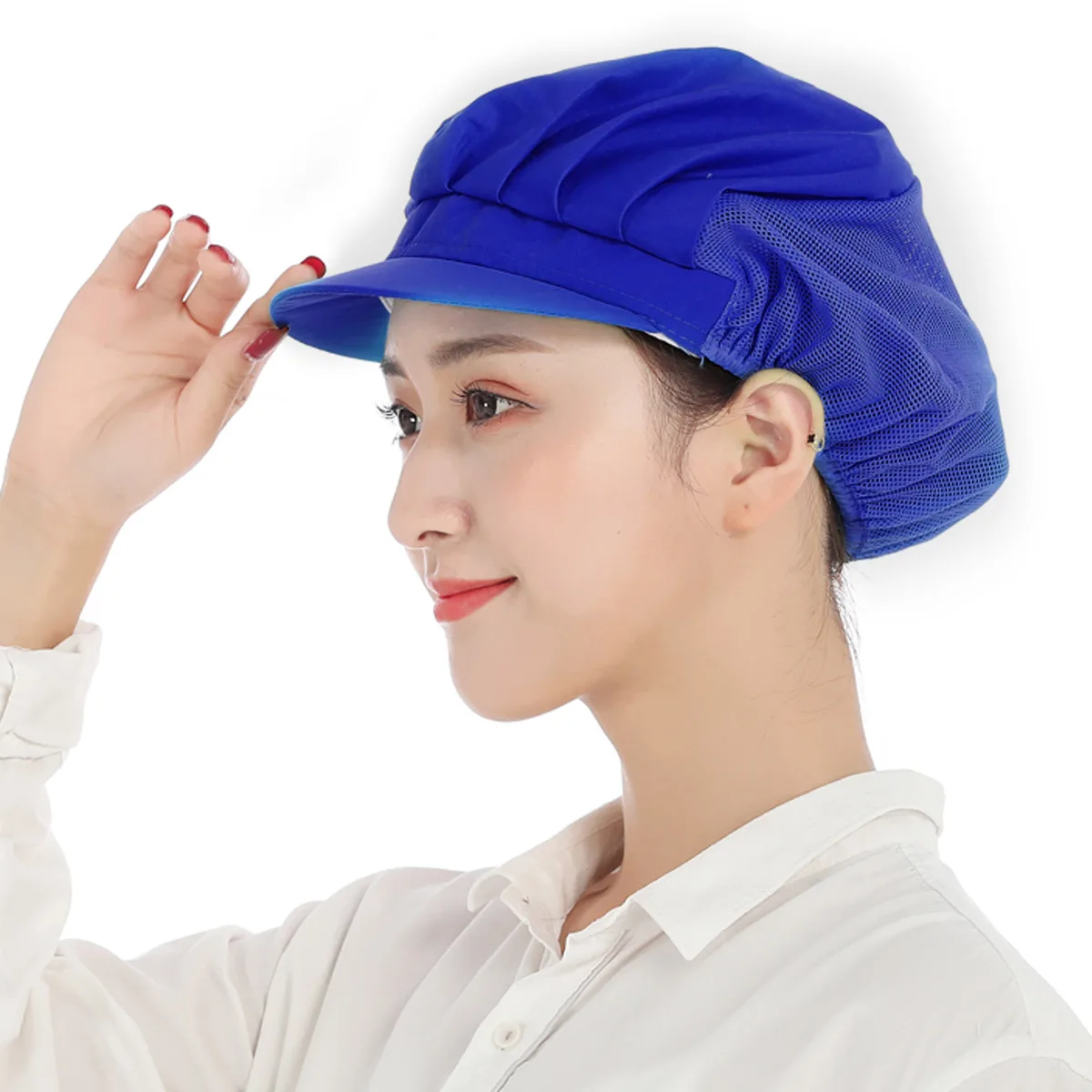 

Working Hat for Chef Breathable Protective Food Service Caps Adults Blue Men and Women