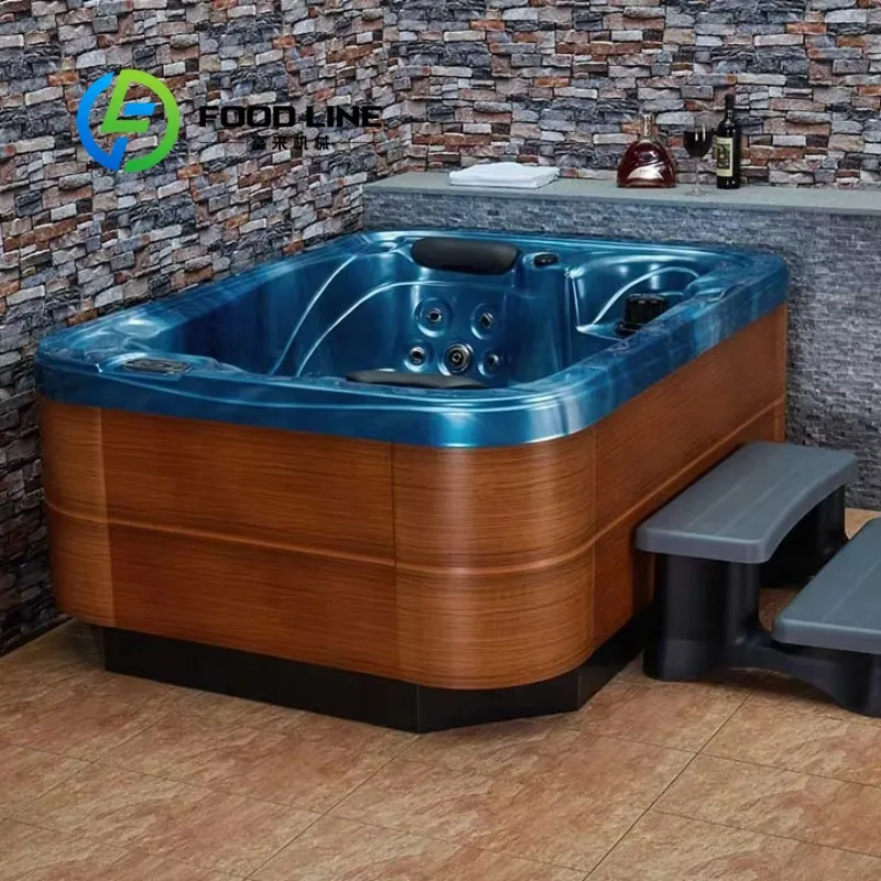 Swim Spa Whirlpool Bathtub Outdoor Garden Sunset 5 Person White Acrylic Hot Tub LED Ambient Heated Ozone 220V Sale LED Light