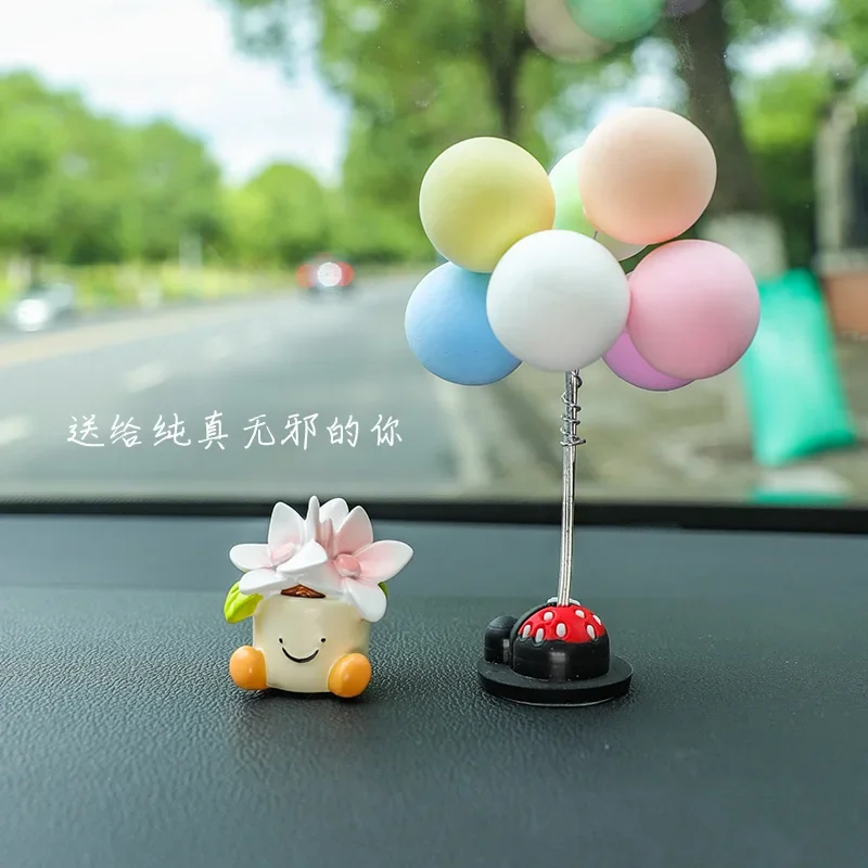 NEW Cute Cartoon Flower Pot Car Dashboard Ornament,Car Interior Center Console Small Resin Car Interior Accessories