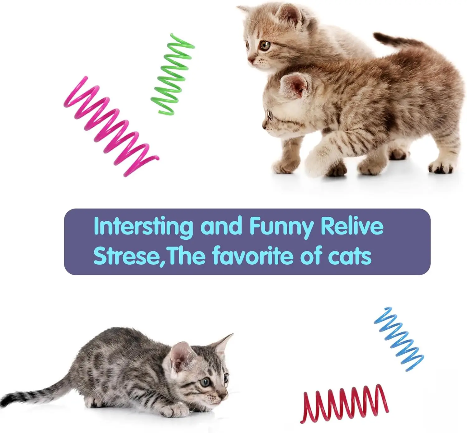 12個入り 12色 猫用スプリングおもちゃ 室内猫用 インタラクティブコイルスプリング 自主遊び用 丈夫な厚手のプラスチック製 猫用スパイラルスプリング