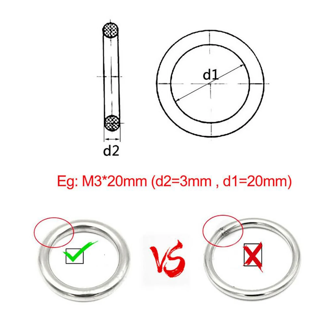 M3-M16 Heavy Duty Welded Round Rings Smooth Solid O Ring 304 Stainless Steel For Rigging Marine Boat Hammock Yoga Hanging Ring