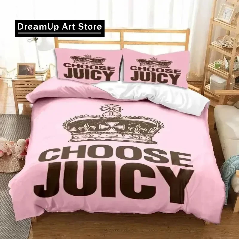 3D Print Fashion Juicy Couture Crown Bedding Set Boys Girls Twin Queen King Size Duvet Cover Pillowcase Bed boys Adult Bedroom