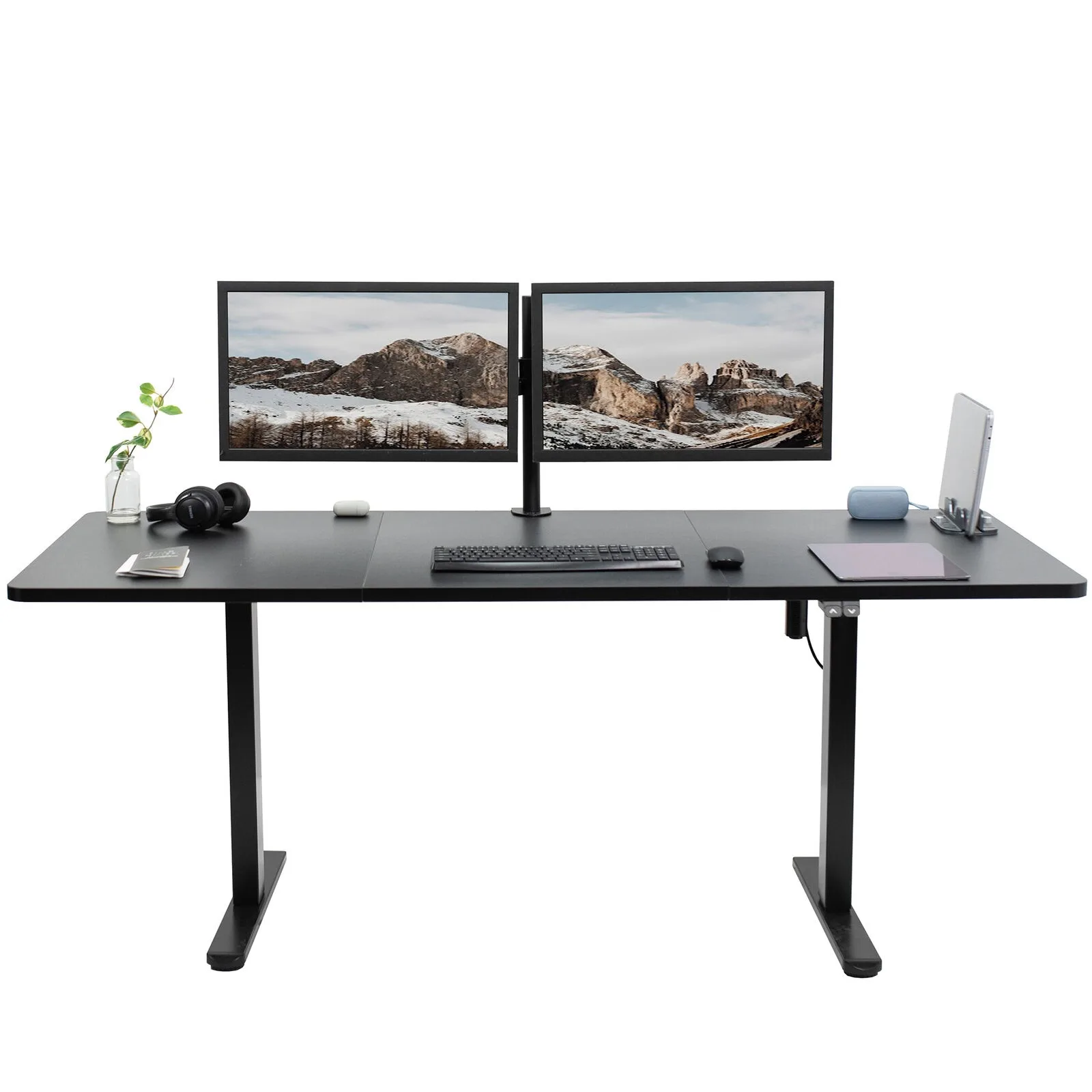 Electric 71” x 30” Stand Up Desk Workstation, Black Table Top, Black Frame United States