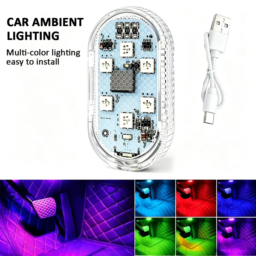 Led Car Touch Ligh Multi Color Touch Light Roof Light USB Charging Magnetic Velcro Installation Wireless Car Decoration Light