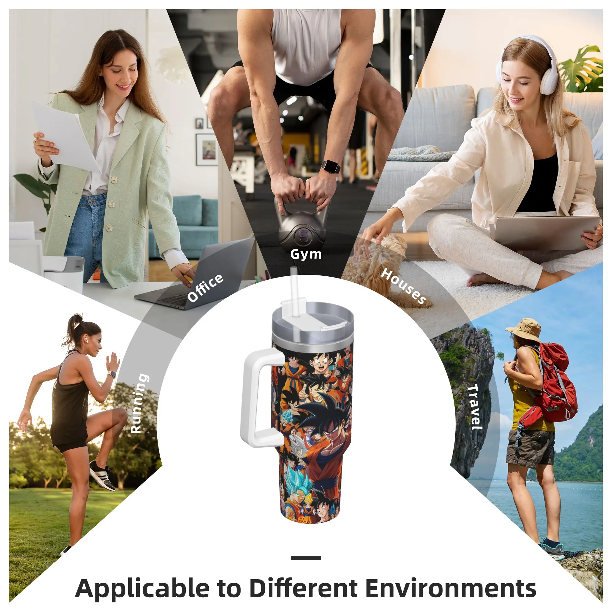 D-Dragons Ball Anime Tumbler  Hot Drinks Water Bottle Leakproof Stainless Steel Thermal Cups Graphic Travel Mugs Cup view 6