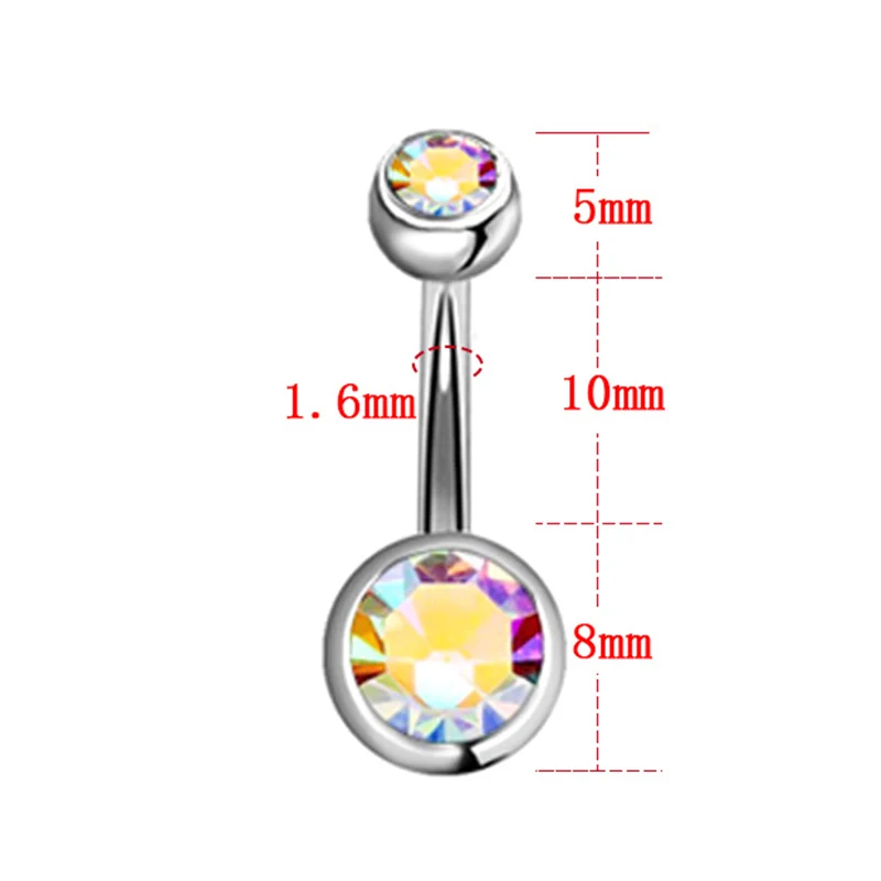 1 Set Crystal Rhinestone Belly Button Ring Barbell Dangle Navel Body Piercing Jewelry Stainless Steel for Women Girls Gift