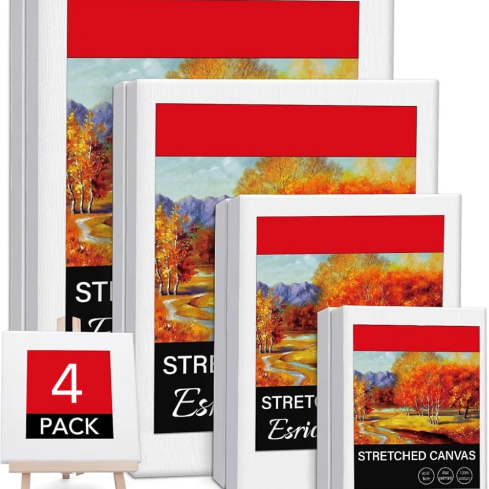 

4Pcs Set of White Blank Canvas Artist Blank Canvas Frame Suitable for Acrylic, Oil Painting Board, Dry and Wet Art Media Artists