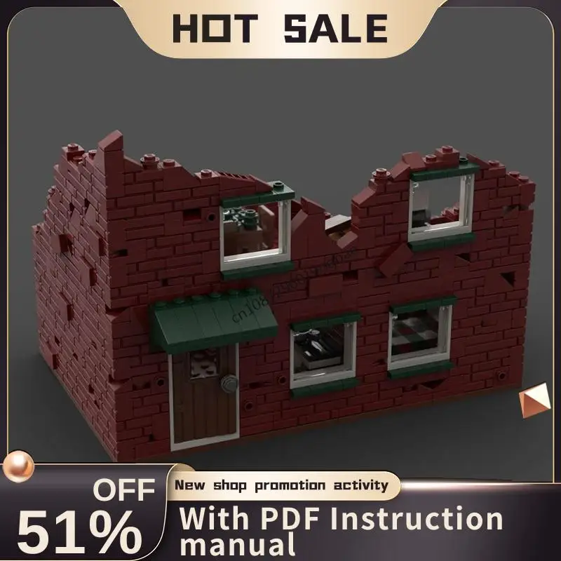 

Новый 966 шт., горячая распродажа, вид на улицу, Moc, модульный красный Ww2, здание, руины, модель блока, сделай сам, креативные идеи, детские игрушки, подарок на день рождения