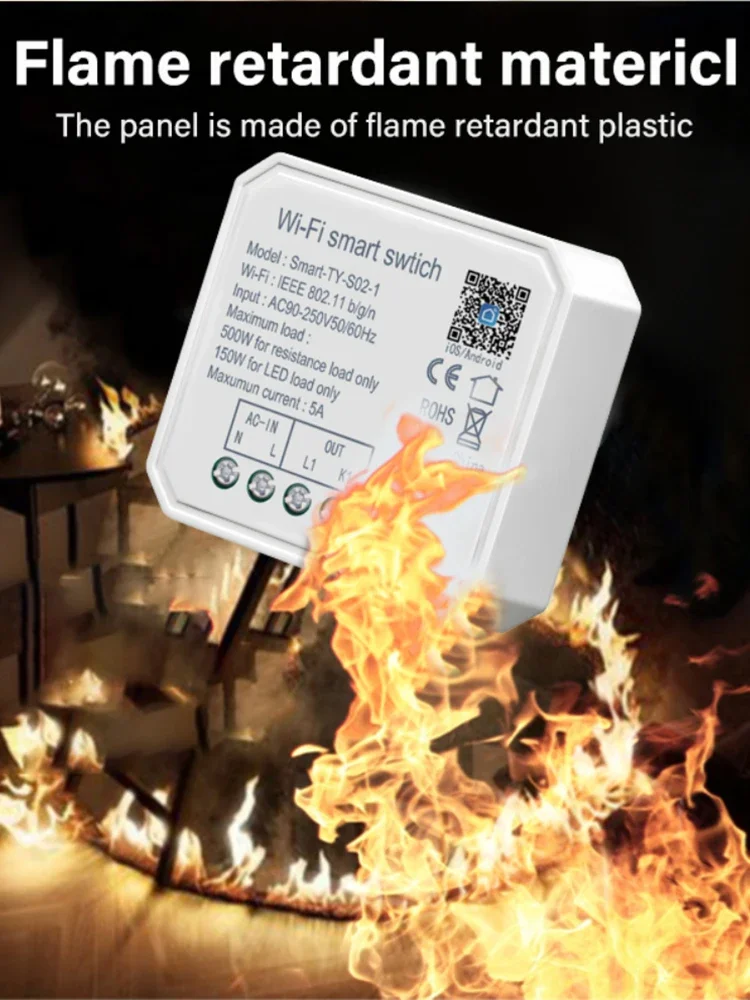 Tuya WiFi Mini Smart DIY Light Switch Module 2 Gang Smart Life Tuya Remote Control Work With Alexa Google Home