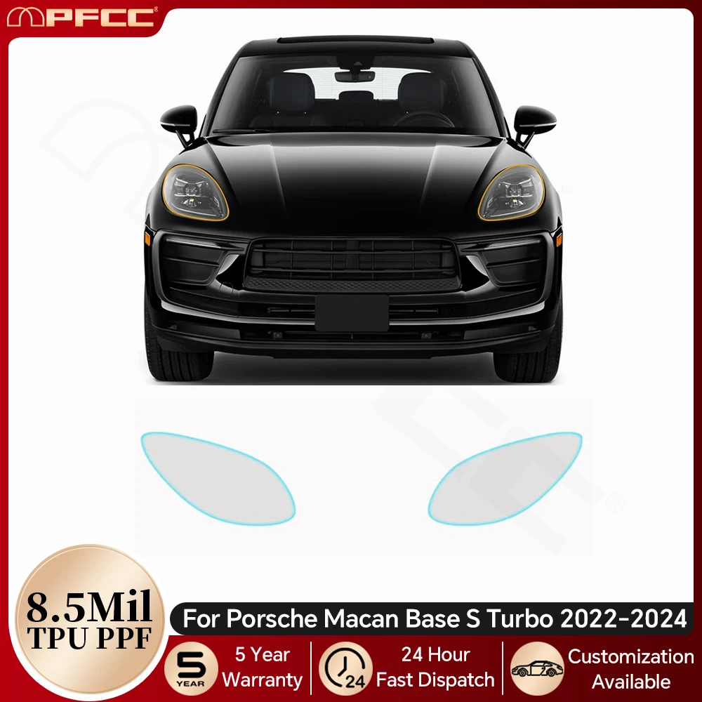 

For Porsche Macan Base S Turbo 2022-2024 Headlight Rearview TPU Paint Protection Film Pre-cut PPF Bra Clear Kit Anti-scratch