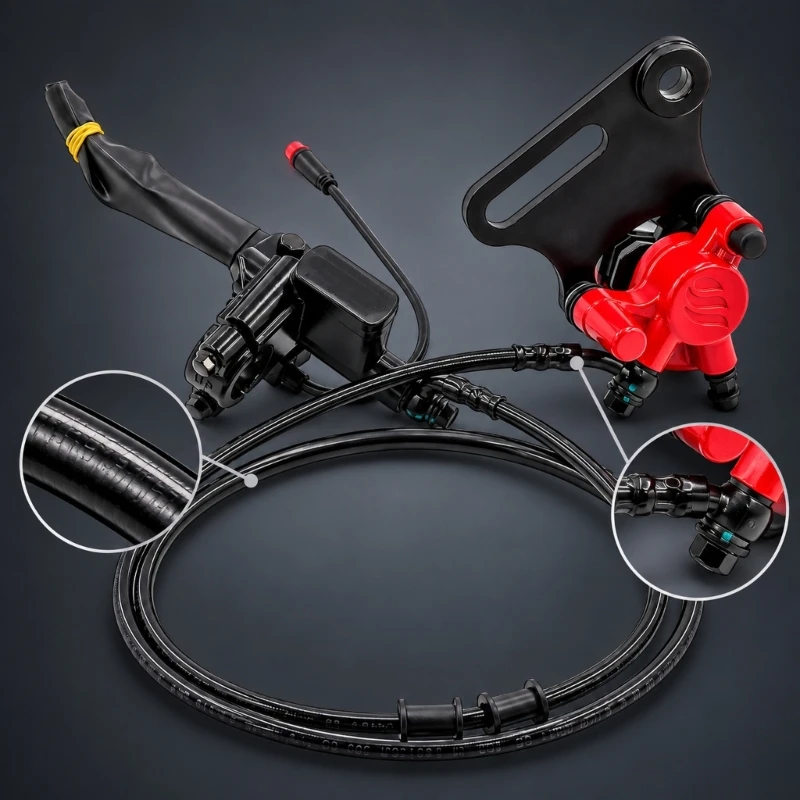 Integrated Motorcycle Brake for IN10 with Control Cylinder, Hydraulic Hose, Metal Caliper and Electrical
