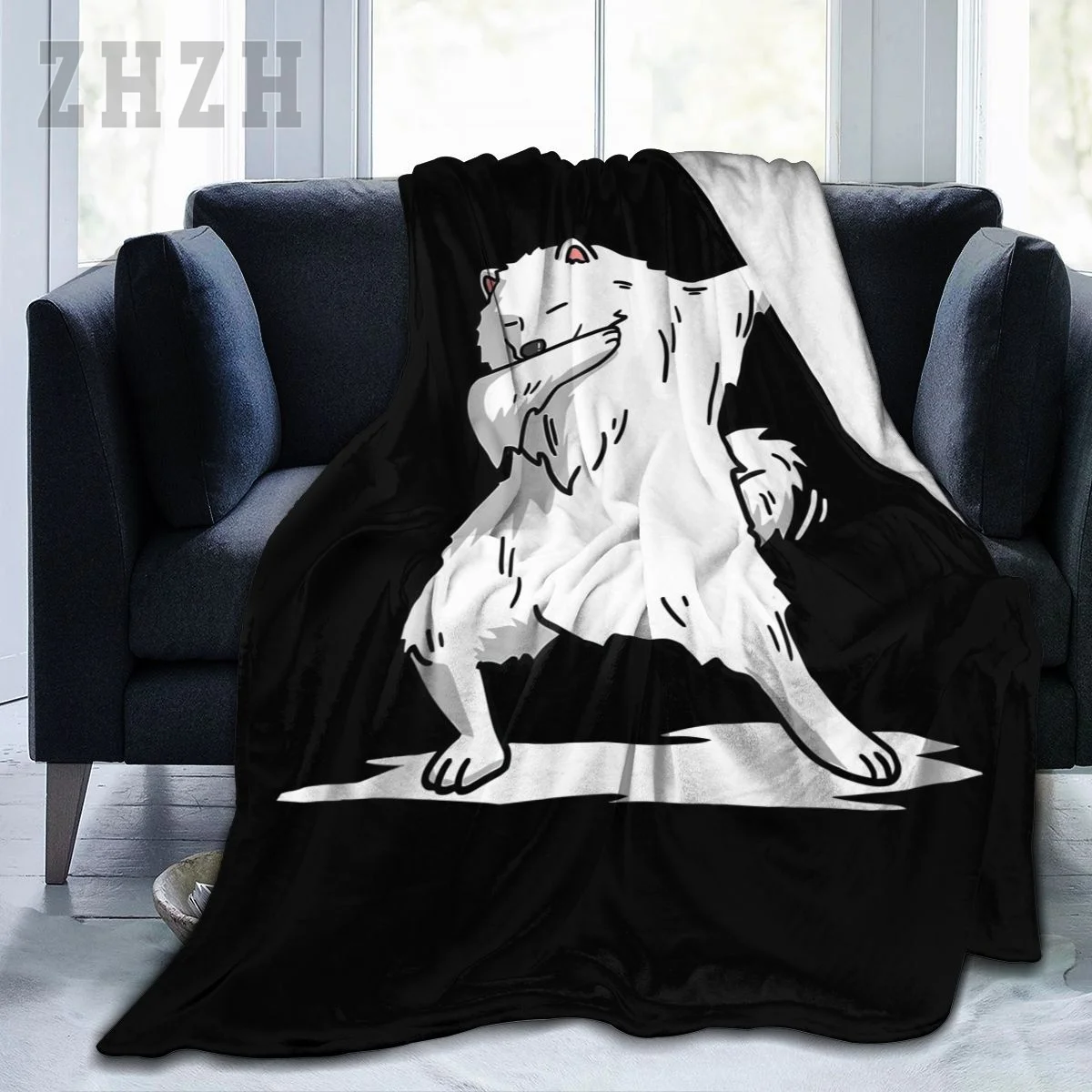 Blanket Cute Dabbing Samoyed Dog Dab Dance Gift Flannel Multifunction Outdoor Camping Sofa Cover Keep Warm