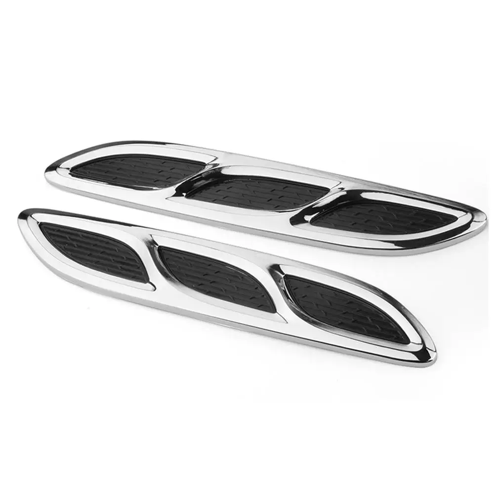 

1 Pair Car Body Decor Waterproof Heat Resistant Stickers ABS Material Unique Shapes Durable Performance Bonnet Vent Cover