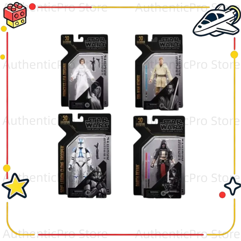 【in-stock】hasbro-star-wars-the-black-series-obi‑wan-kenobi-darth-revan-clone-trooper-princess-leia-organa-action-figure-model