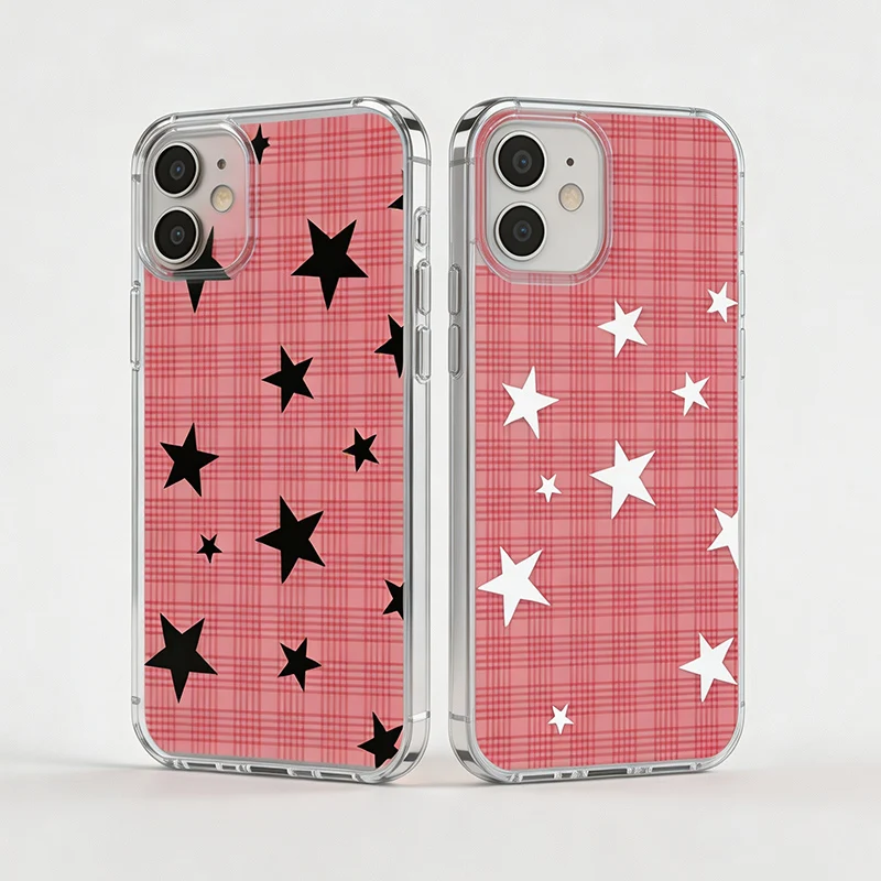 Red Plaid Star Pattern Phone Case For Samsung Galaxy S26 S23 S22 S21 S24 S25 Ultra Plus FE A16 A17 A36 A53 A55 A37 A57 5G Cover
