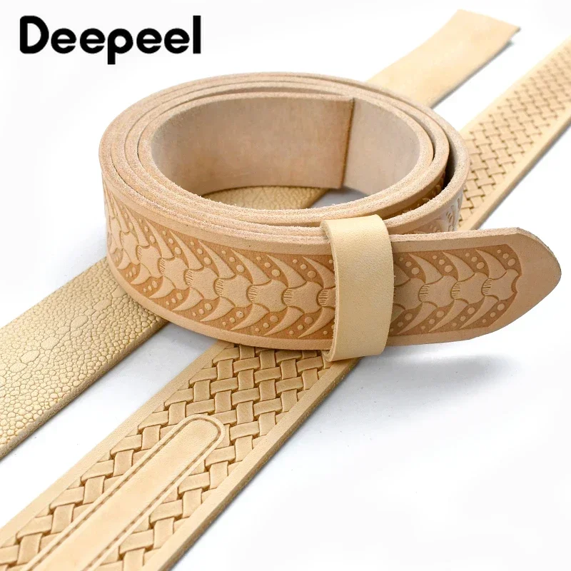 3.8cm*110/120cm Deepeel Embossed Belts First Layer Cowhide Waistband Genuine Leather Belt for Man DIY Handmade Accessories