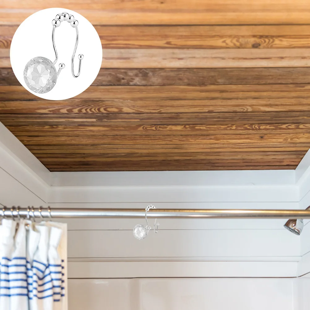 

12pcs Metal Shower Curtain Hooks Decorative Unique Shaped Rings For Bathroom Curtains Rod Hanger Household Bath Hooks