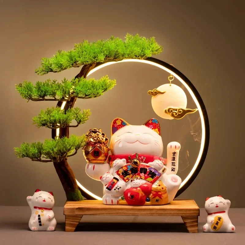 

7,5-дюймовый керамический орнамент Beckoning Cat Maneki Neko, украшение фэн-шуй, качели Lucky Cat