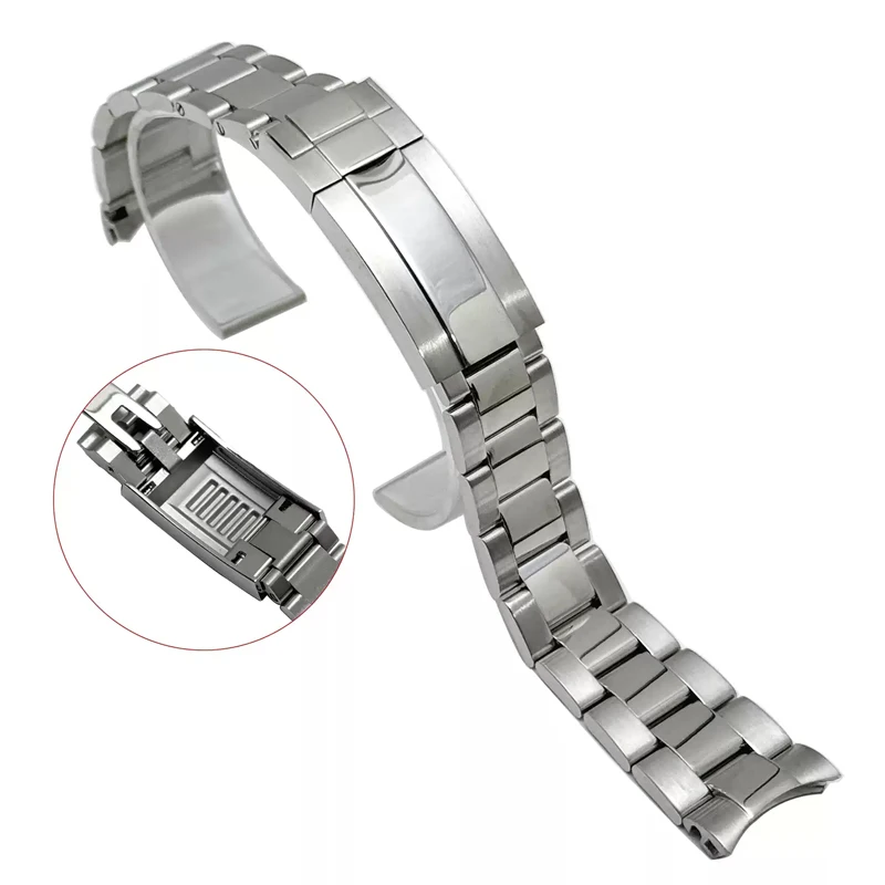 Watch Bracelet 20mm 21mm For Rolex SUBMARINER DAYTONA SUP GMT Fine-Tuning Pull Button Clasp 904LSolid stainless steel Bracelet
