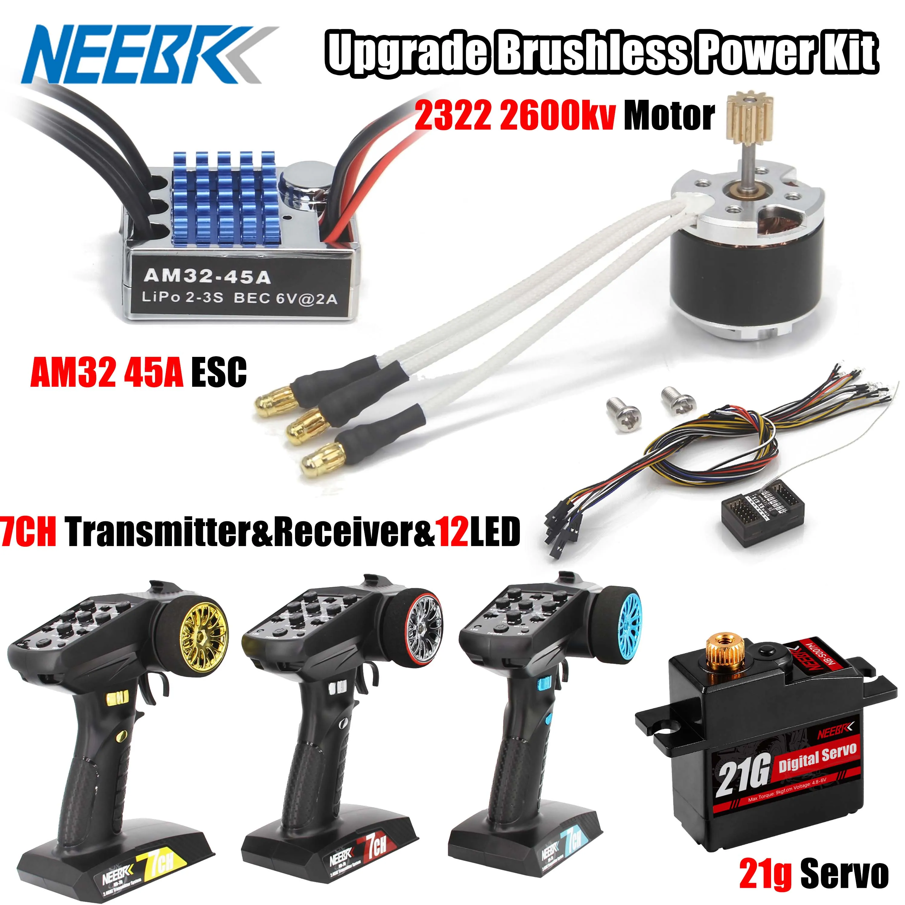 

Обновление 2322 Outrunner Бесщеточный двигатель 45A ESC 7CH Передатчик Приемник 21 г Сервопривод 12 светодиодов для MN82 MN99S MN168 MN78 RC Гусеничный автомобиль