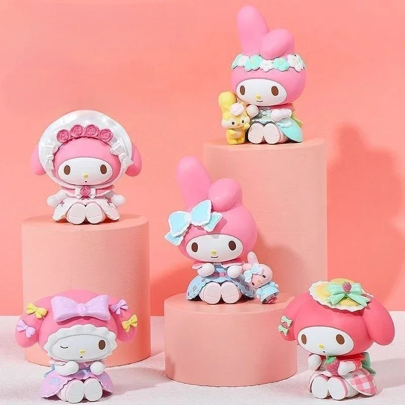 6Pcs/Set Sanrio Blind Box My Melody Anime Figures Kawaii Melody Anime Doll Cartoon Action Figure Kids Gifts Car Ornament