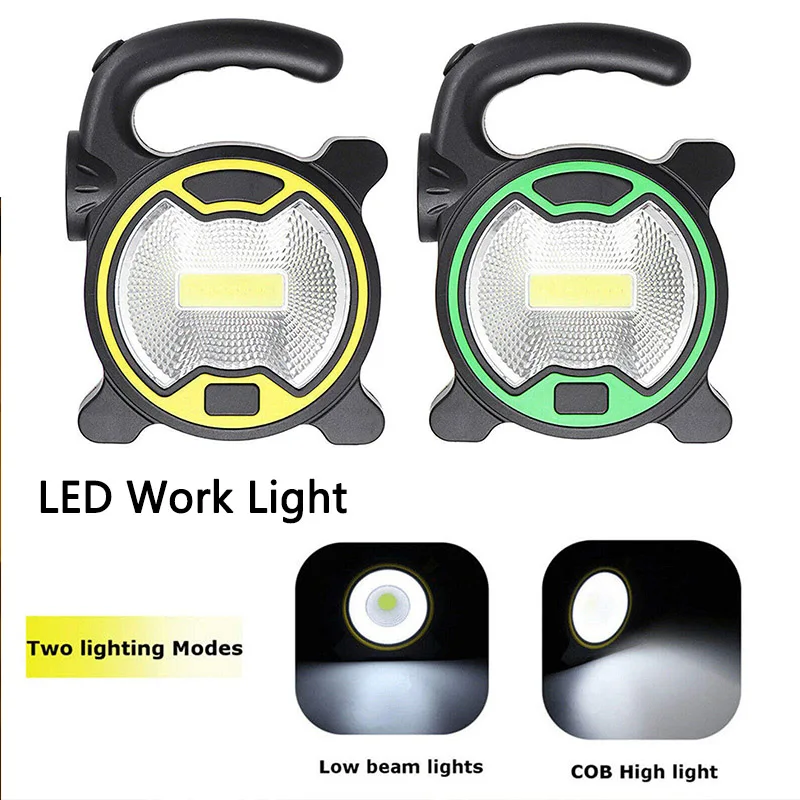 

Портативный COB светодиодный рабочий фонарь с питанием от батареи, ручной фонарь, фонарик, уличная палатка, фонари для кемпинга с ручкой-без батареи