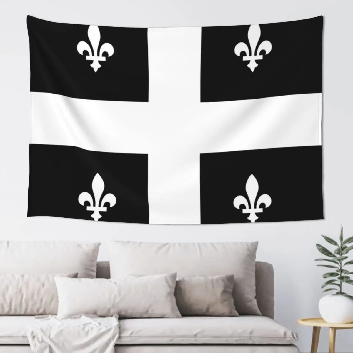 

Quebec flag black and white fleurs de lys HD High Quality Online Store Tapestry Japanese Room Decor Cute Room Decor Tapestry