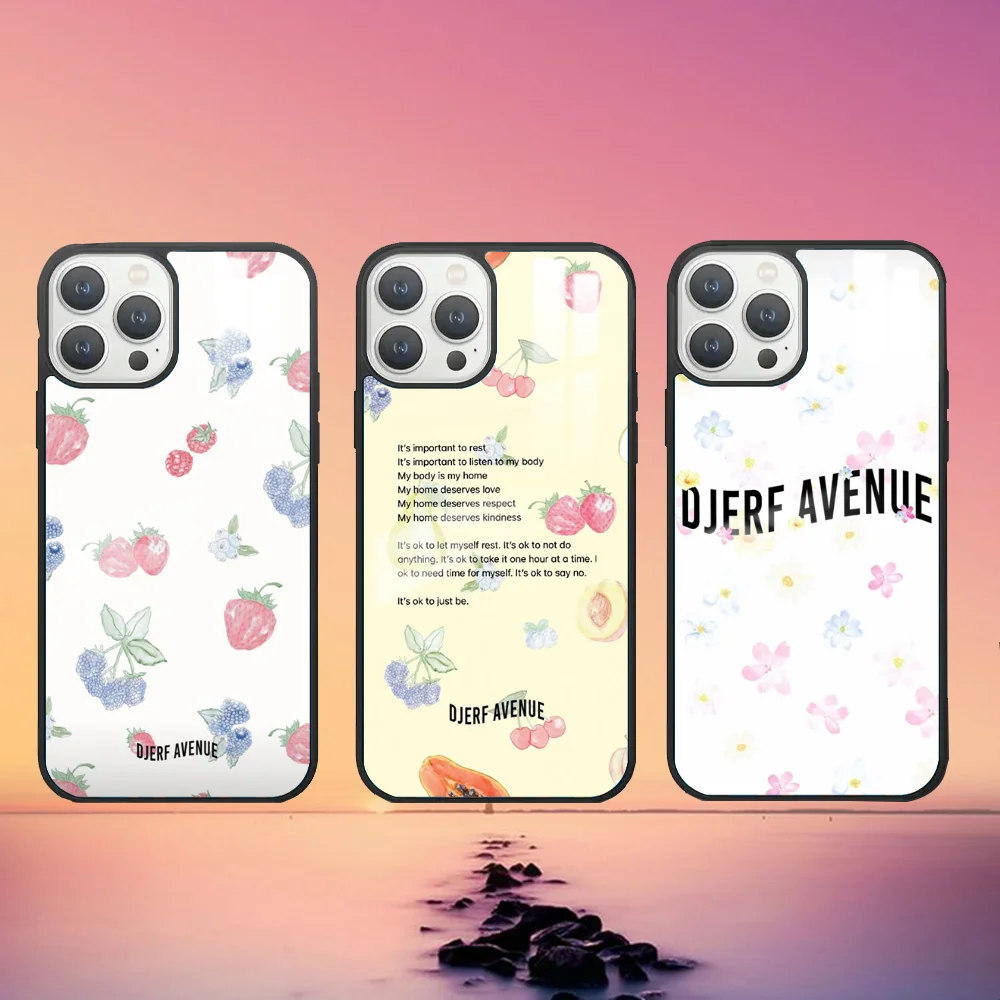 Djerf Summer Berries Print Avenue Phone Case For iPhone 16 15 14 13 12 11 Pro Max Plus Mini Fashion High Quality mirror