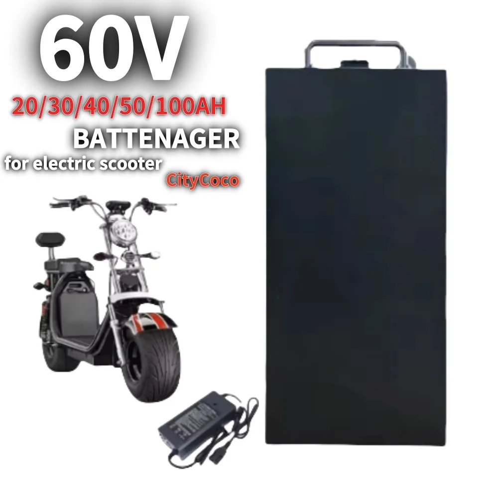 Citycoco Electric Scooter Battery 60V 20Ah-100Ah, Suitable for 250W~2500W Harley Motorcycle 18650 Lithium Battery