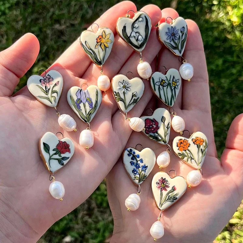 

5 шт./лот DIY микс ювелирных изделий аксессуары керамические 12 месяцев цветы любовь кулон лоскутное жемчуг для подвесок браслет для телефона