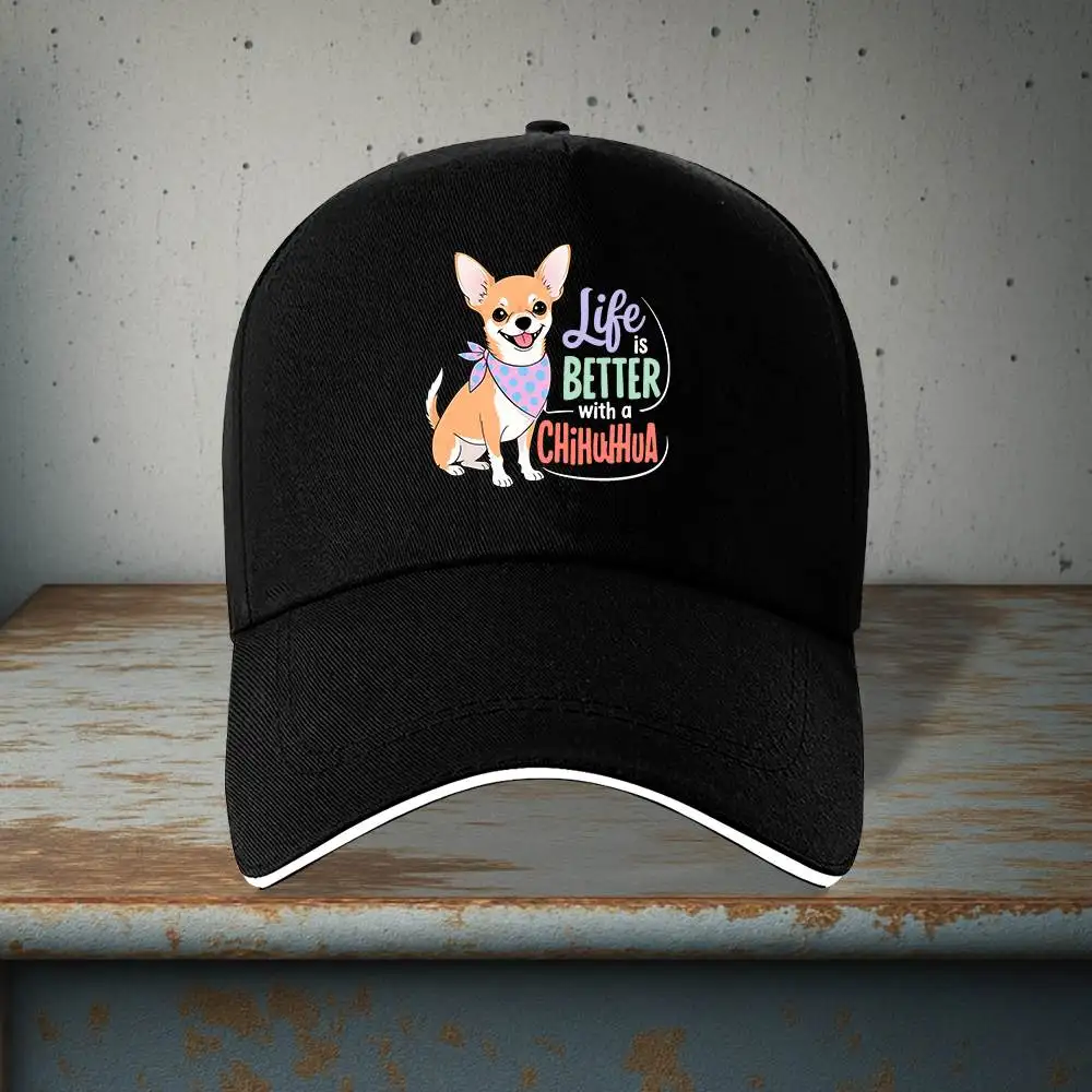2026 Life Better Chihuahua Cap with Bandana - Adjustable Trucker Hat Suitable for &, Lightweight Baseball Cap for Dog Lovers, Ch
