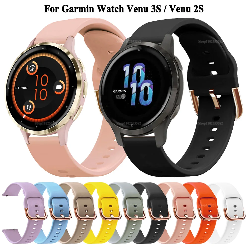 Gelang tali jam tangan pintar, 18mm untuk Garmin Venu 3S Venu 2S Vivoactive 4S Vivomove 3S Forerunner silikon 265S 255S