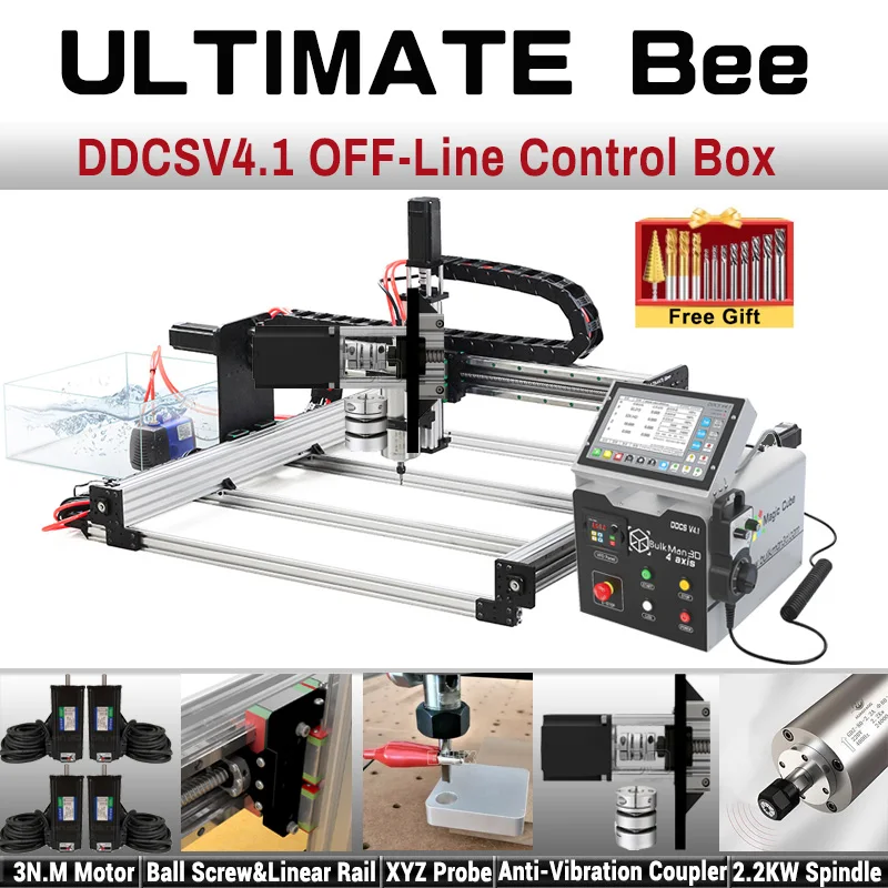 20% zniżki BulkMan3D ULTIMATE Bee Grawerka CNC Pełny zestaw z 4-osiową skrzynką kontrolną DDCSV4.1 Offline do drewna, metalu i akrylu