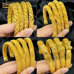 ANIID New Luxury Dubai 24k Gold Color Bangles For Women Arabic Charm Bracelet Cuff Bangles Nigerian Wedding Jewelry Party Gifts