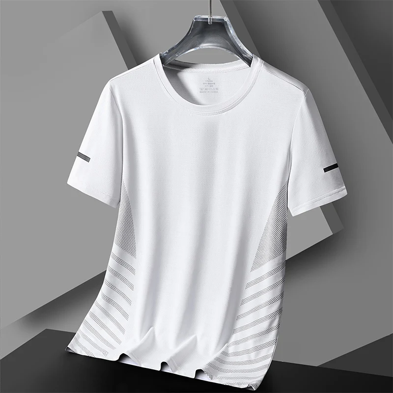Men's Quick Dry Sport Running T-shirt Summer Fashion Simple Style Short Sleeves OverSize Tee Unisex Round Neck Special Offer Top image 3