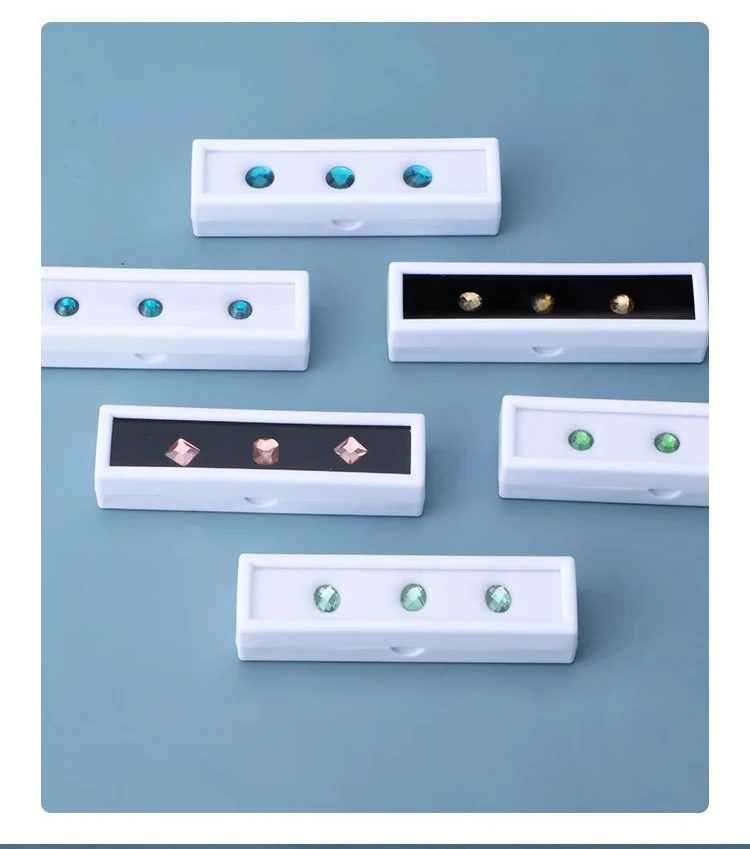 Wholesale Gem Stone Display Sponge Holder Box Jewelry Beads Container Loosing Diamond Storage Case Long Gems Box With Glass Lid