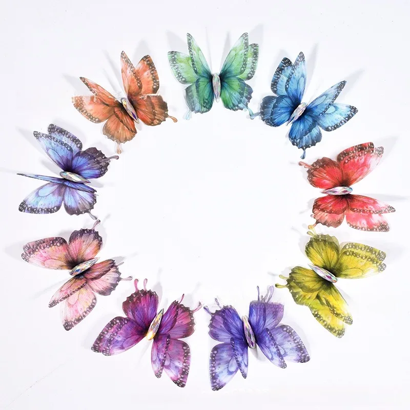 20PCS Colorful Chiffon Tulle Butterfly Wings Girl Crafts Decorative Accessories Princess DIY Earring Hairpin Ornament Material