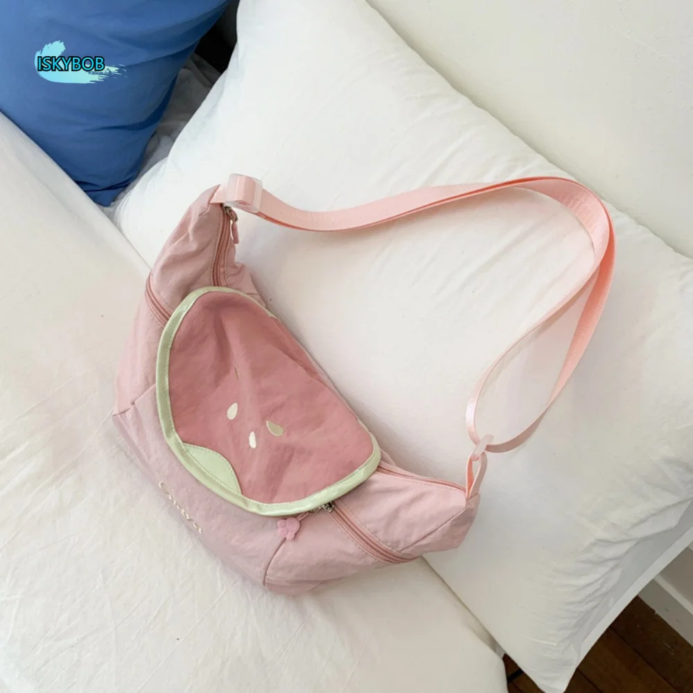 

Fashionable Korean Style Nylon Shoulder Bag Large Capacity Lightweight Cloth Messenger Bag Creative Tote Bag Handbag Girls