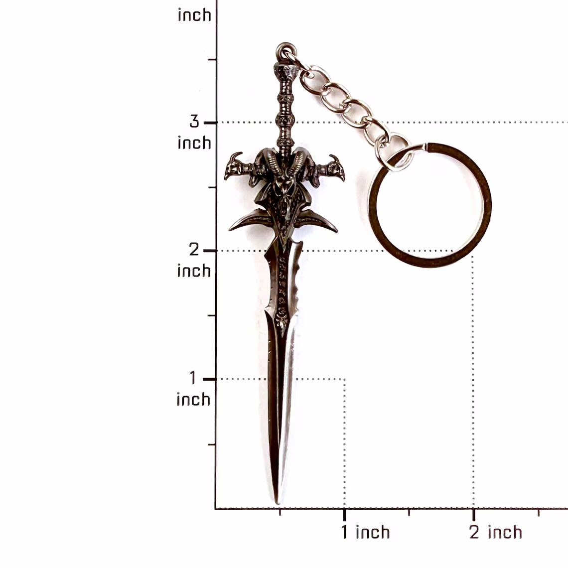 Anime Frostmourne Kuiersaila Ashbringer Xue Hou Schlüsselanhänger | Mini Metall-Schafskopf Löwenkopf Modell Schwert König Lich Llane Anhänger – Detail 6