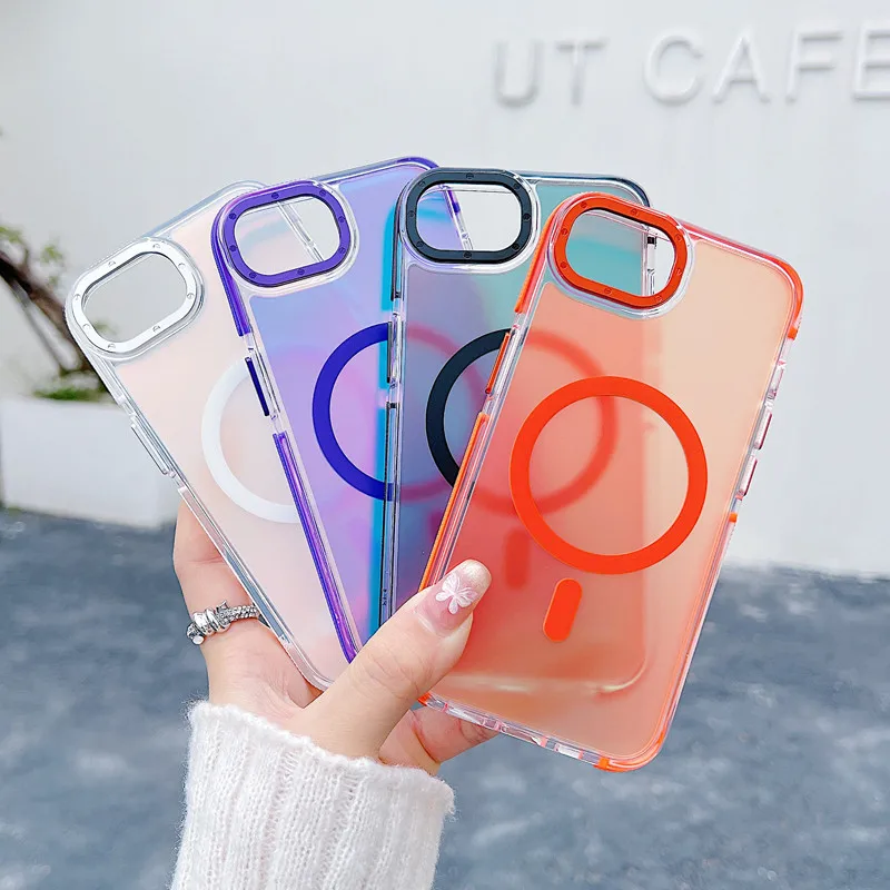 For iPhone 16e Magnetic Case ELVEV Colorful Quality Hard PC Colour Change Phone Bumper