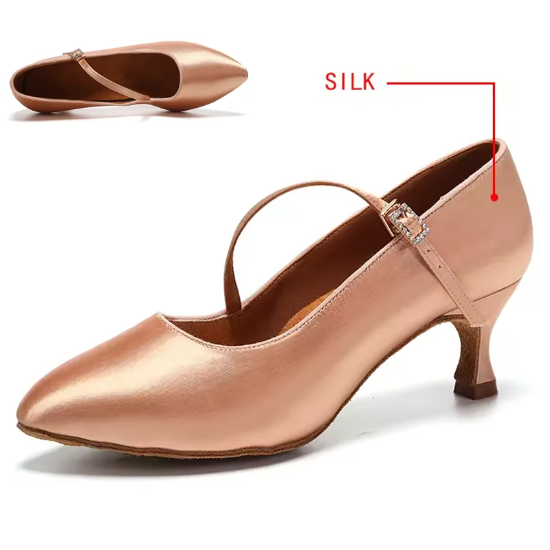 Chaussures de danse pour femmes chaudes moderne classique tango jazz salle de danse standard chaussures de danse latine noir/marron/rose talons en Satin 5.5 cm